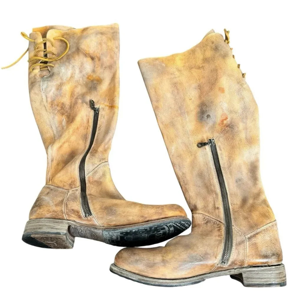 Bed Stu Manchester Tan Over the Knee Leather Boots